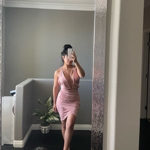 Light pink backless dress